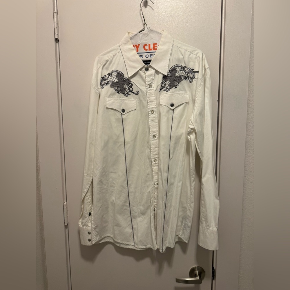 Indigo Star "Denim & Dry Goods" American Vintage Men’s Large Embroidered Shirt